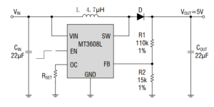 5V boost circuit using MT3608L
