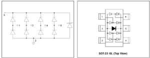 SRV05 TVS protection pinout and schematic diagram