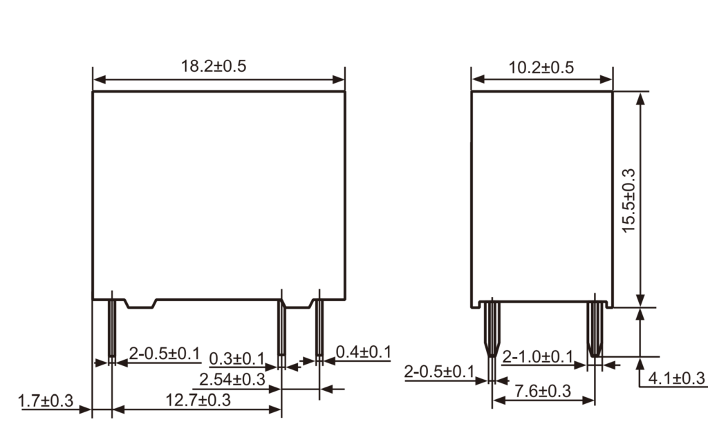 5V 20A Subminiature relay dimmension